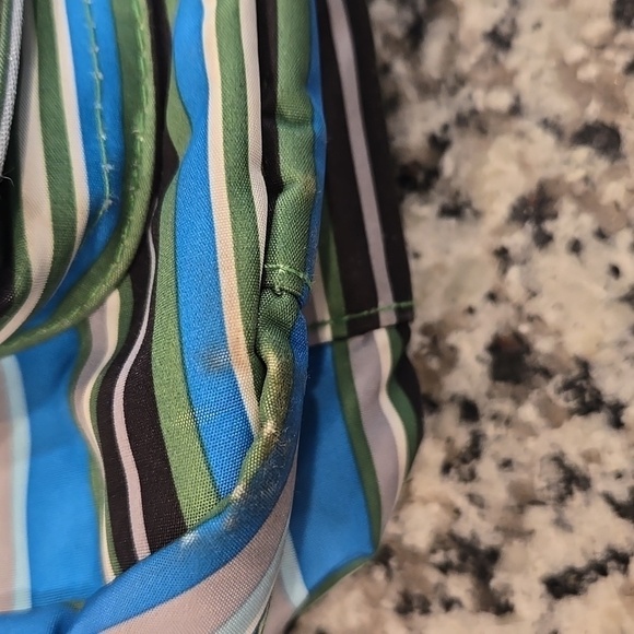 JU JU BE BETTER BEE STRIPED MESSANGER DIAPER BAG WITH CHANGING PAD. - Picture 8 of 11